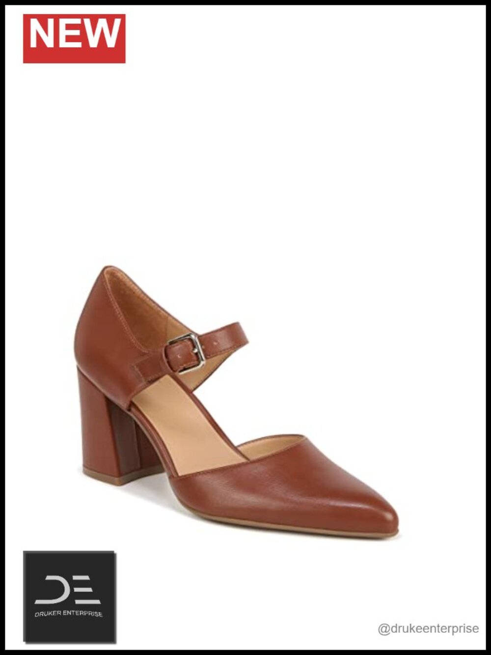 Naturalizer Pixie Women's Mary Jane Block Heel Pumps Almond Toe Adjustable